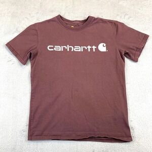Carhartt Original Fit Logo T-Shirt XS (0-2) Maroon 100% Cotton Workwear Womens